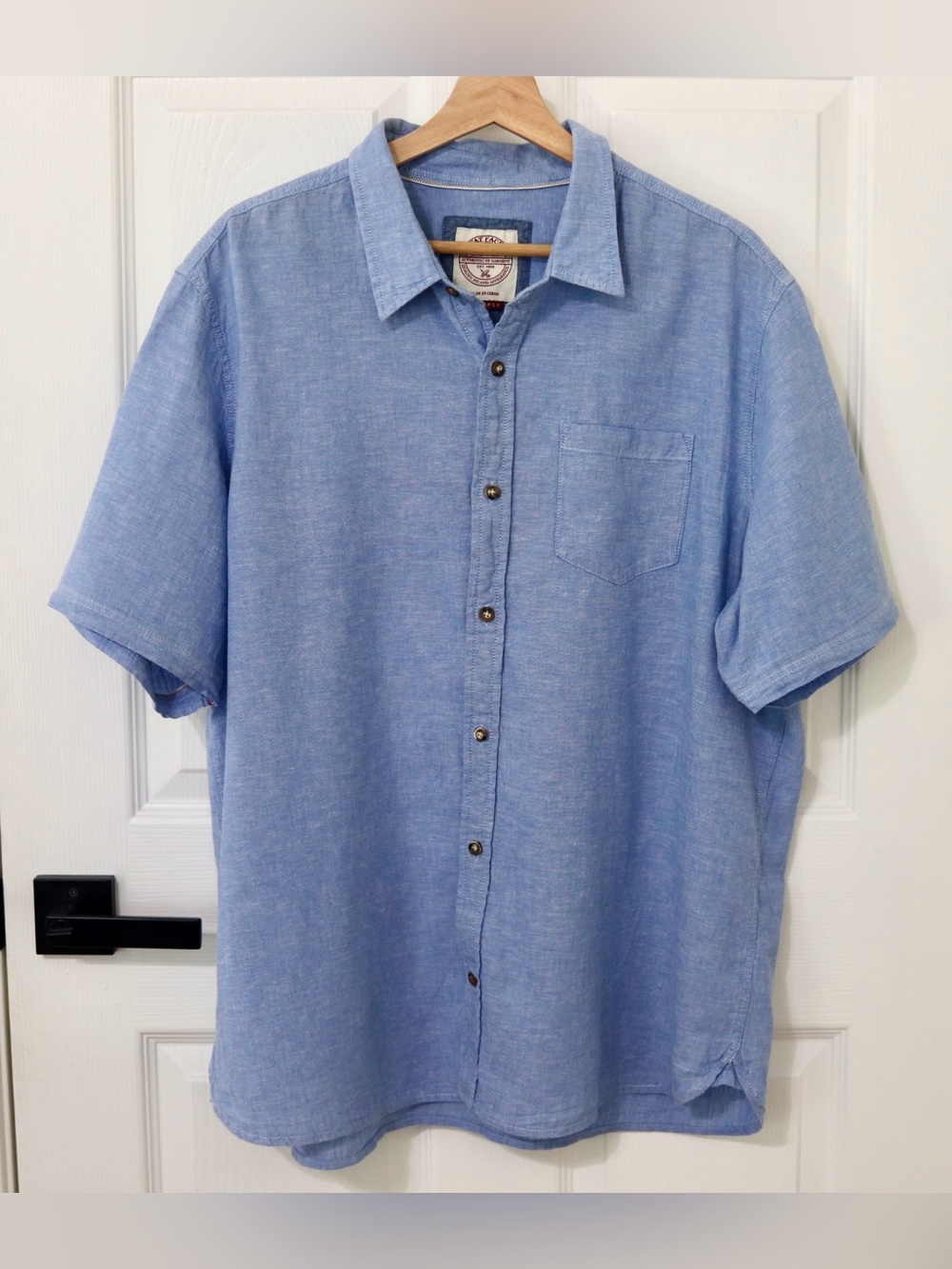 Fat Face Blue Short Sleeve Button-Down shirt linen, cotton, lightweight summer
